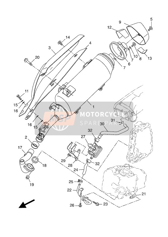 Yamaha YP400R 2016 Uitlaat voor een 2016 Yamaha YP400R